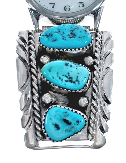 Native American Zuni Turquoise Sterling Silver Watch JX126491
